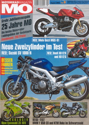 MO 8/2003 – Moto Guzzi Breva V 750 i.e. mit 36 kW (48 PS) im Vergleichstest; Britten V 1000, ein scharfer Renner aus Neuseeland