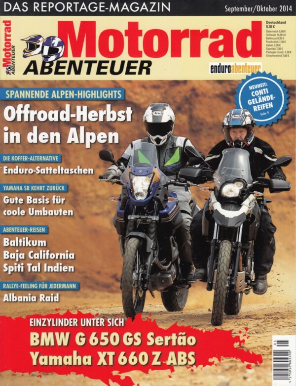 Motorrad ABENTEUER 9/10 2014 – BMW G 650 GS Sertao; Yamaha XT 660 Z Ténéré ABS; Test Yamaha SR 400; AJP PR 240, eine Enduro aus Portugal