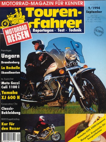 Tourenfahrer 9/1994 – Moto Guzzi California 1100 i mit 55 kW (75 PS) als Reise-Motorrad, Yamaha GTS 1000, als Side-Bike-Gespann im Test