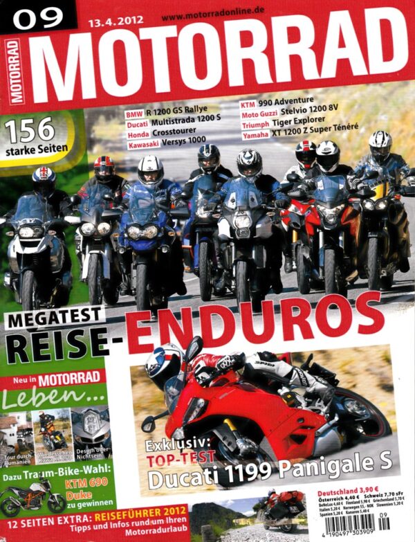 MOTORRAD 9/2012 – Test Ducati 1199 Panigale S; BMW R 1200 GS Rallye; Ducati Multistrada 1200 S; Honda Crosstourer