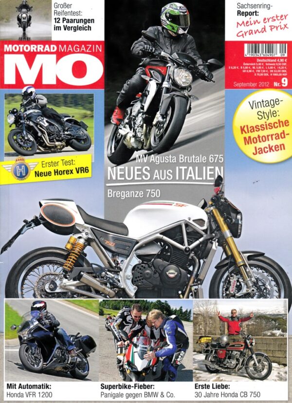 MO 9/2012 – BMW S 1000 RR mit 142 kW (193 PS) im Vergleich; MV Agusta Brutale 675 mit 80,9 kW (110 PS) Test & Technik