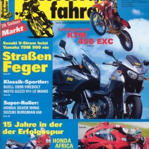 Motorradfahrer 9/2002 – Ducati 999; Suzuki DL 1000 V-Strom; Yamaha TDM 900; Buell XB9R Firebolt