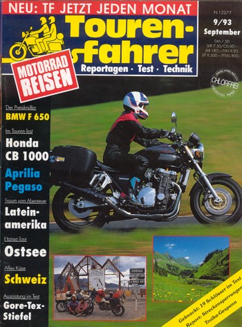 Tourenfahrer 9/1993 – Honda CB 1000 mit 72 kW (98 PS) im Touren-Test, Aprilia Pegaso 650 mit 35 kW (47,5 PS) im Touren-Test