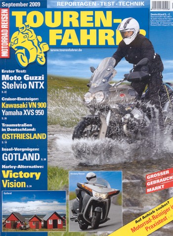 TOURENFAHRER 9/2009 – Kawasaki VN 900 Light Tourer mit 37 kW (50 PS) im Vergleichstest, Victory Vision Tour mit 69 kW (94 PS) Test & Technik