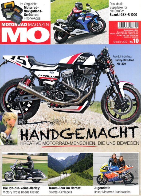 MO 10/2012 – Suzuki GSX-R 1000 mit 136 kW (185 PS) Test & Technik; Victory Cross Roads Classic Retro mit 54 kW (73 PS) Test & Technik