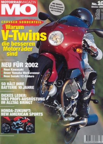 MO 10/2001 – Triumph Daytona 955i mit 108 kW (147 PS) im Vergleichstest; Ducati 900 SS mit 59 kW (80 PS), Mike Hailwoods Vermächtnis