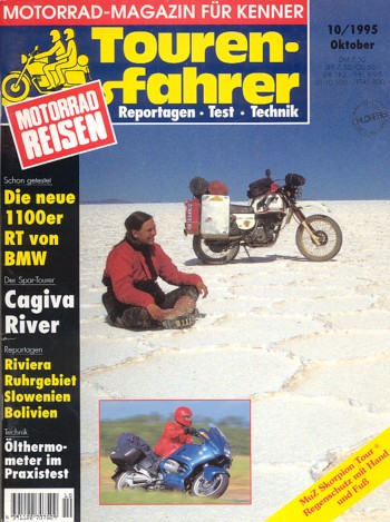 Tourenfahrer 10/1995 – BMW R 1100 RT mit 66 kW (90 PS) als Reise-Motorrad, Cagiva River 600 mit 25 kW (34 PS) als Reise-Motorrad