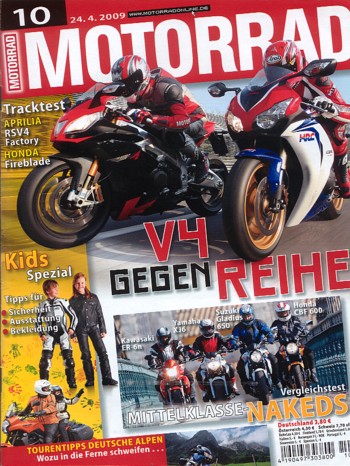 MOTORRAD 10/2009 – Test Benelli Tre 899 K; Honda CBF 600; Kawasaki ER-6n; Suzuki Gladius