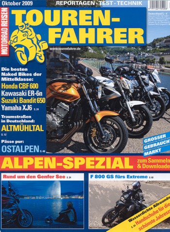 TOURENFAHRER 10/2009 – Honda CBF 600 mit 57 kW (78 PS) im TOUREN-Vergleichstest, Kawasaki ER-6n mit 53 kW (72 PS) im TOUREN-Vergleichstest