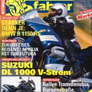 Tourenfahrer 10/2001 – Aprilia RST 1000 Futura mit 83 kW (113 PS) als Reise-Motorrad, BMW R 1150 RS mit 70 kW (95 PS) als Reise-Motorrad