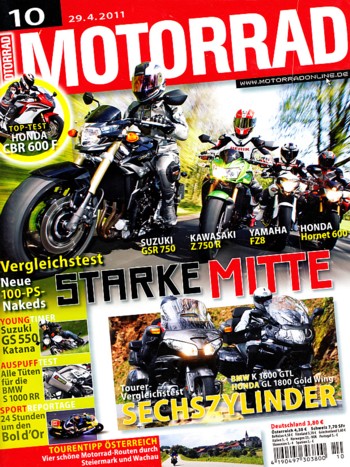 MOTORRAD 10/2011 – Vergleich BMW K 1600 GTL; Vergleich Honda Gold Wing; Test Honda CBR 600 F; Test Harley-Davidson Softail Blackline