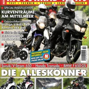MOTORRAD NEWS 10/2011 – BMW F 650 GS mit 52 kW (71 PS) im Vergleichstest; Honda Transalp mit 44,1 kW (60 PS) im Vergleichstest; Suzuki V-Strom 650 mit 51 kW (69 PS) im Vergleichstest