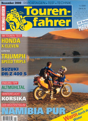 Tourenfahrer 11/2000 – Honda X-Eleven mit 100 kW (136 PS) im Vergleichstest, Triumph Speed Triple mit 79,5 kW (108 PS) im Vergleichstest
