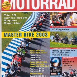 MOTORRAD 11/2003 – Test Ducati Multistrada 1000 DS; Harley-Davidson Sportster 883 Hugger; Moto Guzzi Breva V 750 I.E.