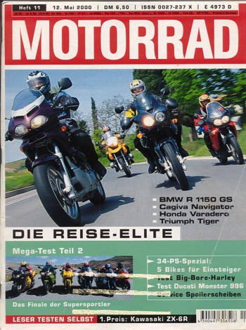 MOTORRAD 11/2000 – BMW R 1150 GS; Cagiva Navigator; Honda XL 1000 V Varadero; Triumph Tiger