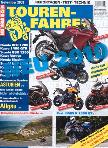 TOURENFAHRER 11/2009 – BMW K 1300 GT mit 118 kW (161 PS) im TOUREN-Test, Motorrad Reisetipp in Italien: Cinque Terre