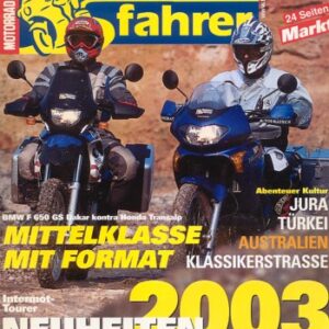 Tourenfahrer 11/2002 – BMW F 650 GS Dakar mit 37 kW (50 PS) im Vergleichstest, Honda XL 650 V Transalp mit 39 kW (53 PS) im Vergleichstest