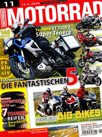 MOTORRAD 11/2010 – Test Yamaha XT 1200 Z Super Ténéré; Test Bimota DB7 Oronero; Test Aprilia SL 750 Shiver
