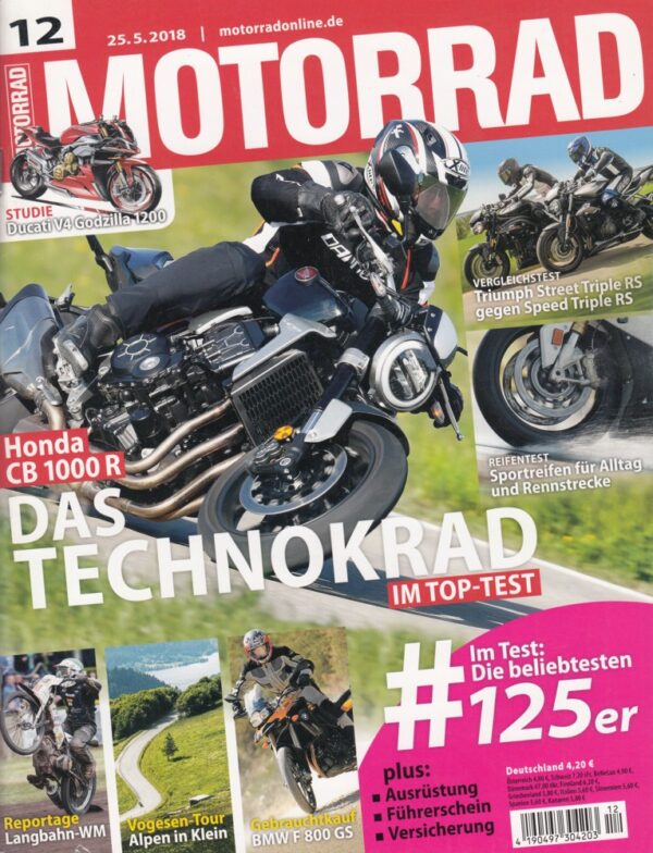 MOTORRAD 12/2018 – Honda CB 1000 R, Triumph Street Triple RS, Triumph Speed Triple RS