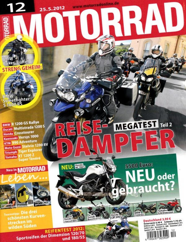 MOTORRAD 12/2012 – BMW R 1200 GS Rallye; Ducati Multistrada 1200 S; Honda Crosstourer; Kawasaki Versys 1000
