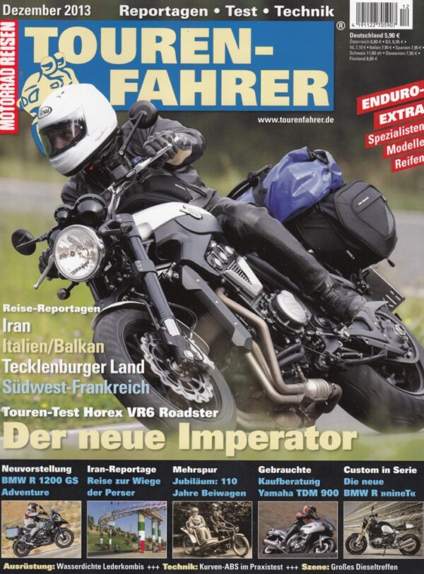 TOURENFAHRER 12/2013 – Horex VR6 Roadster mit 118 kW (161 PS) Test & Technik, BMW R 1200 GS Adventure mit 92 kW (125 PS) als Neuheit