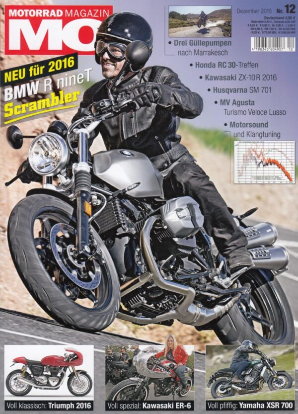 MO 12/2015 – Yamaha XSR 700 mit 55 kW (75 PS) Test & Technik; Honda CX 500, mit drei Güllepumpen unterwegs in Marokko