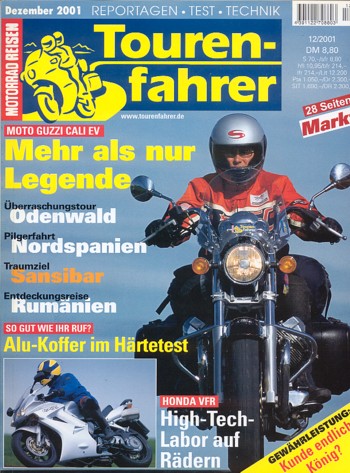 Tourenfahrer 12/2001 – Moto Guzzi California EV mit 54 kW (74 PS) als Reise-Motorrad, Honda VFR mit 80 kW (109 PS) Probefahrt