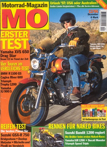 MO 12/1996 – Yamaha XVS 650 Drag Star mit 29 kW (40 PS) Test & Technik; Honda CB 500 mit 43 kW (58 PS) im Vergleichstest