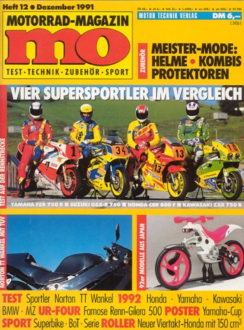 MO 12/1991 – Honda CBR 600 F mit 74 kW (100 PS) im Vergleichstest; Suzuki GSX-R 750 mit 74 kW (100 PS) im Vergleichstest