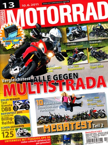MOTORRAD 13/2011 – Vergleich Triumph Speed Triple; Vergleich Aprilia Tuono V4 R APRC; Vergleich Kawasaki Z 1000