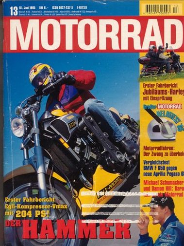 MOTORRAD 13/1995 – Egli Yamaha Vmax; Test Harley-Davidson Electra Glide Ultra Injection; Test MZ Skorpion Replica; Test Kawasaki ZZ-R 1100