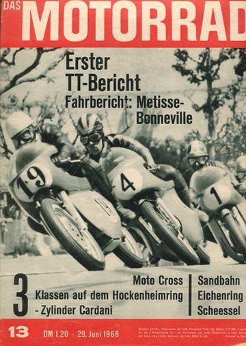 13_43.jpg DAS MOTORRAD 13/1968 – Triumph Bonneville-Motor; Cardani, eine italienische Dreizylinder-Rennmaschine; Tourist Trophy TT 1968