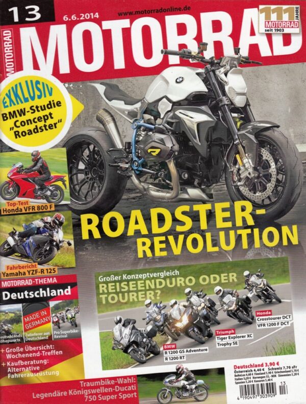 MOTORRAD 13/2014 – Test Honda VFR 800 F; BMW R 1200 RT; BMW R 1200 GS Adventure; Triumph Trophy 1200 SE