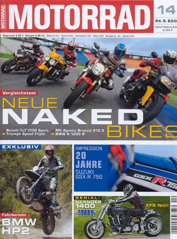 MOTORRAD 14/2005 – BMW HP2; Benelli TnT 1130 Sport; BMW K 1200 R; MV Agusta Brutale 910 S