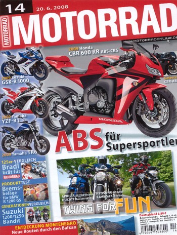MOTORRAD 14/2008 – Test MV Agusta Brutale 1078 RR; Aprilia SL 750 Shiver; Ducati Monster 696; Hyosung GT 650i Naked