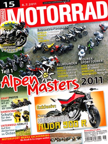 MOTORRAD 15/2011 – Aprilia Dorsoduro 1200; Honda Crossrunner; KTM 990 Supermoto T; Triumph Tiger 800