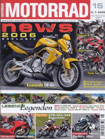 MOTORRAD 15/2005 – Kawasaki ER-6n; Moto Morini Corsaro 1200; Bimota DB5 1000; Test KTM LC4 640 Supermoto