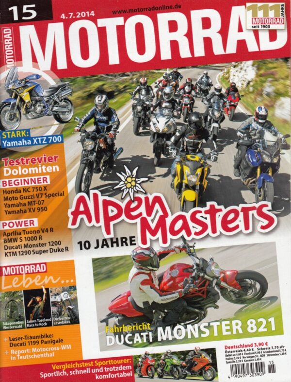 MOTORRAD 15/2014 – Honda NC 750 X; Moto Guzzi V7 Special; Yamaha MT-07; Yamaha XV 950