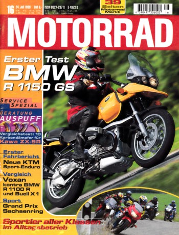 MOTORRAD 16/1999 – Test BMW R 1150 GS; Honda CBR 600 F; Suzuki GSX-R 750; Kawasaki ZX-9R Ninja