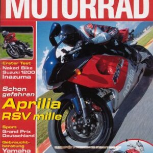 MOTORRAD 16/1998 – Test Aprilia RSV Mille; Test Suzuki GSX 1200 Inazuma; Husqvarna TE 610 E; Kawasaki ZX-6R Ninja