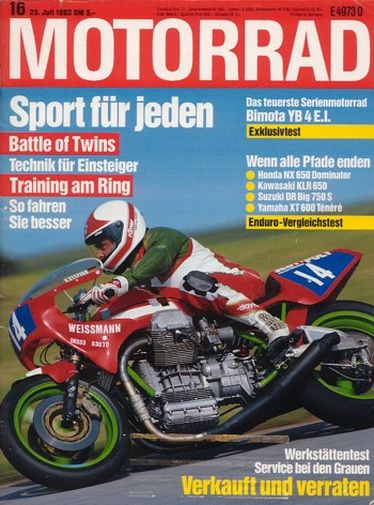 MOTORRAD 16/1988 – Honda NX 650 Dominator; Kawasaki KLR 650; Suzuki DR Big 750 S; Yamaha XT 600 Ténéré