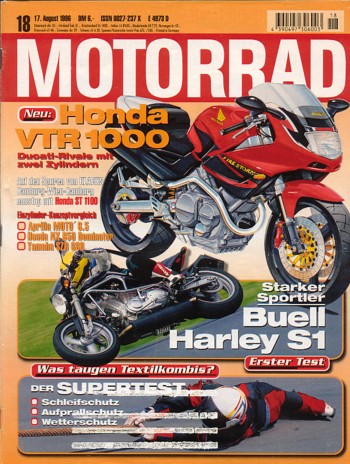MOTORRAD 18/1996 – Aprilia Moto 6.5; Honda NX 650 Dominator; Yamaha SZR 660; Test Buell S1 Lightning