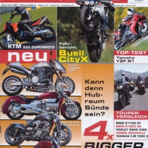 MOTORRAD 18/2004 – Test Buell XB9SX Lightning CityX; BMW R 1150 RT; BMW R 1200 GS; Harley-Davidson Road King