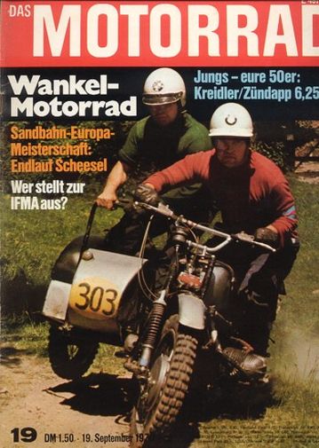 DAS MOTORRAD 19/1970 – Wankel-Motorrad, 1970 ein IFMA-Knüller; Test Kreidler Florett RS mit 6,25 PS im Test