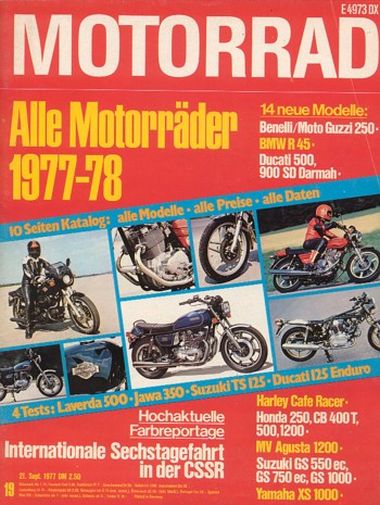 MOTORRAD 19/1977 – Test Laverda 500; Test Jawa 350; Test Ducati 125 Enduro; Test Suzuki TS 125