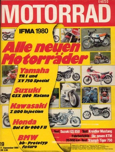 MOTORRAD 19/1980 – Test KTM MC 125 / 250; Test Suzuki GS 850 L; Test Triumph Tiger 750; Test Kreidler Mustang