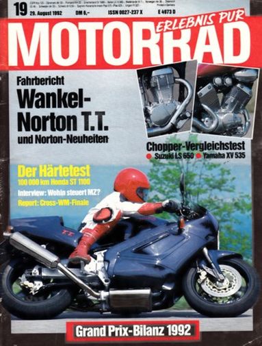 MOTORRAD 19/1992 – Honda VF 750 F, ab Modell 1983, gebraucht kaufen; Suzuki LS 650 Savage; Yamaha XV 535 Virago; Honda ST 1100 Pan European