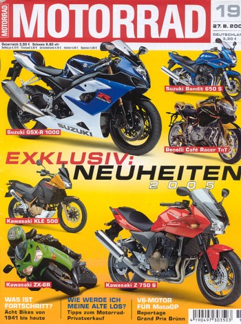 MOTORRAD 19/2004 – BMW K 1200 S, die Technik des neuen Motors; Test Honda CBR 1000 RR FireBlade; BMW R 80 GS; BMW R 1200 GS