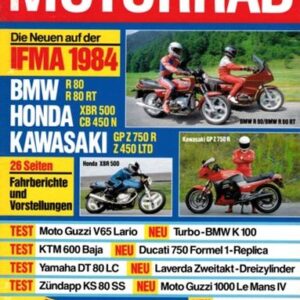 MOTORRAD 19/1984 – Test Honda XBR 500 mit 32 kW (44 PS) im Test; Test Kawasaki GPZ 750 R mit 68 kW (92 PS) im Test
