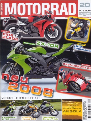 MOTORRAD 20/2007 – Test Suzuki Hayabusa 1300; Ducati Desmosedici RR; Triumph Street Triple; Honda Hornet 600